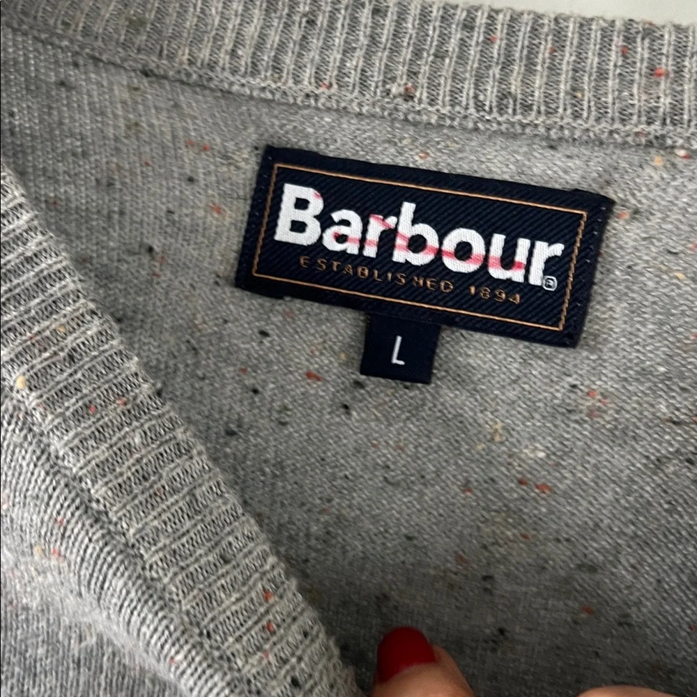 Barbour Men's Classic Gray Crewneck speckled Sweater size large - Picture 6 of 10